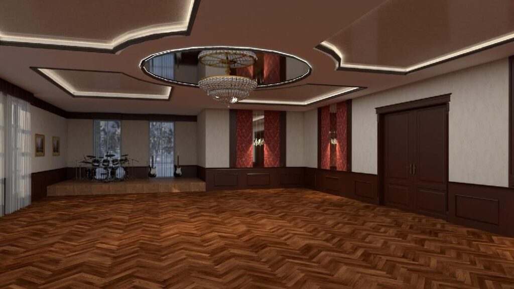 Wykonanie wnętrza budynku weselnego - Białe Ługi